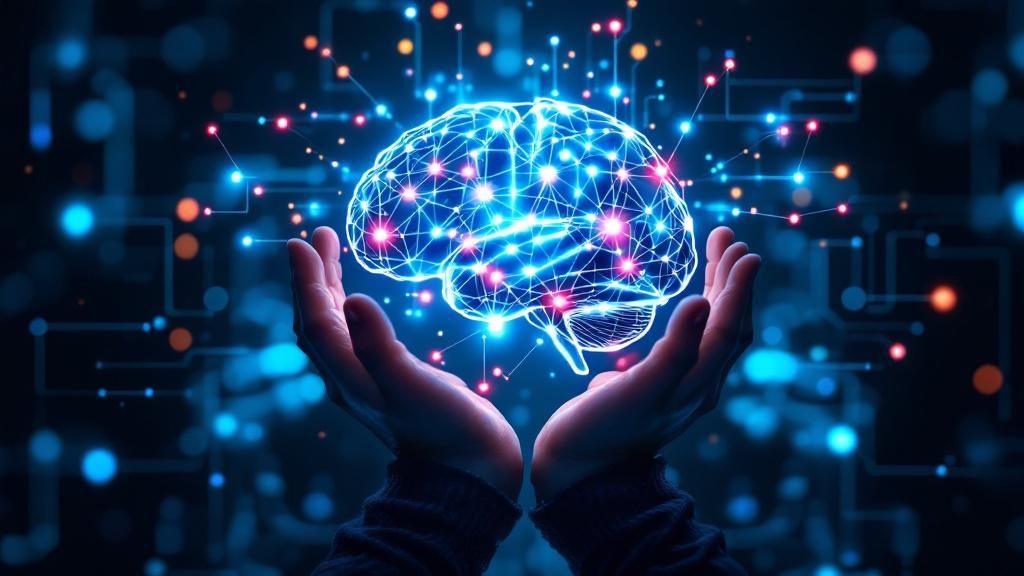 A digital brain with nodes explaining DAO functionality