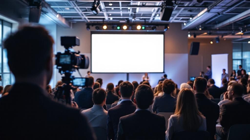 A comparison of traditional media and new media platforms being used at a blockchain event.