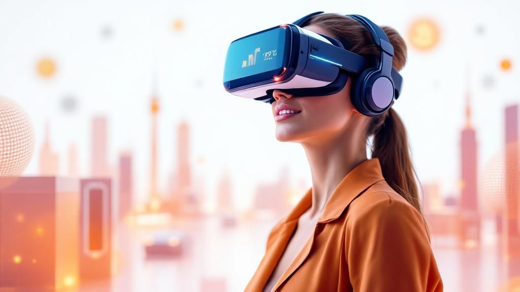 A strategic guide image showing recommendations for integrating virtual and augmented reality in cryptocurrency shows, with a focus on innovation and collaboration.